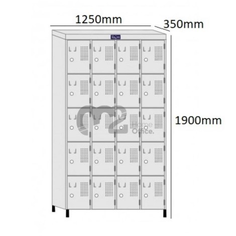 Roupeiro Para Vestiário RGRSP-20 35cm Sobreposto com 16 Portas  - com PITÃO - RCH